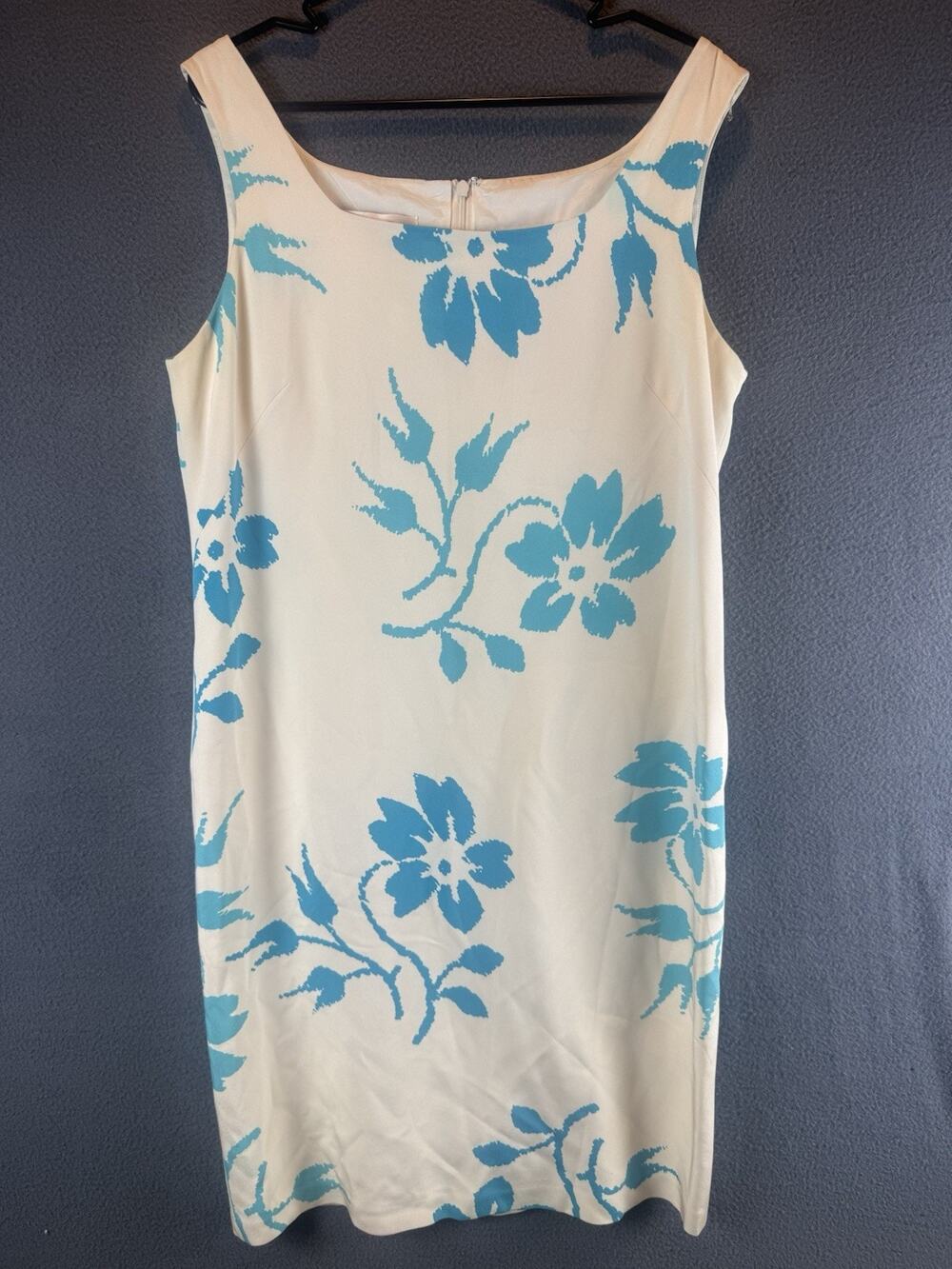 Vtg Rickie Freeman For TJ Nites Neiman Marcus White Floral Silk Dress Size 14